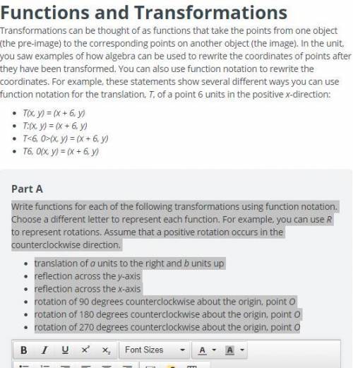 Write functions for each of the following transformations using function notation. Choose a differe