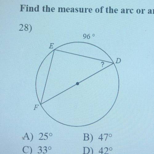 Find the measure of the arc or angle indicated. HELP!