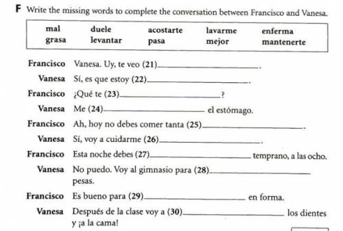 I need help with Spanish! (look at the picture)