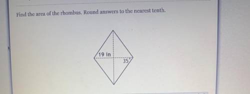 Find the area of following rhombuses. Round your answers to the nearest tenth if necessary.