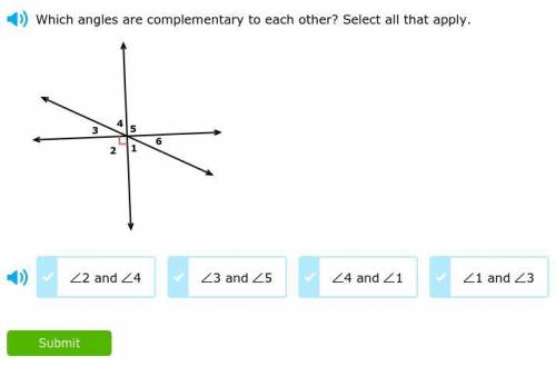 Which angles are complementary to each other select all that apply