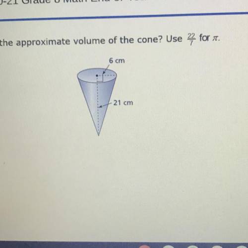 What is the approximate volume of the cone? Use 22/7 for pie