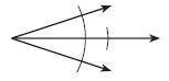 Which diagram below shows a correct mathematical construction using only a compass and a straighted