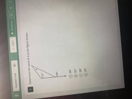 Determine the value of a in the figure shown