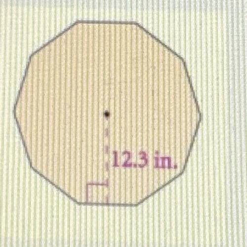 Given the image below, find the area of the regular polygon. The Perimeter of the

decagon is 80 i