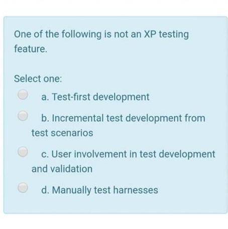 Which of the following is not an XP testing features