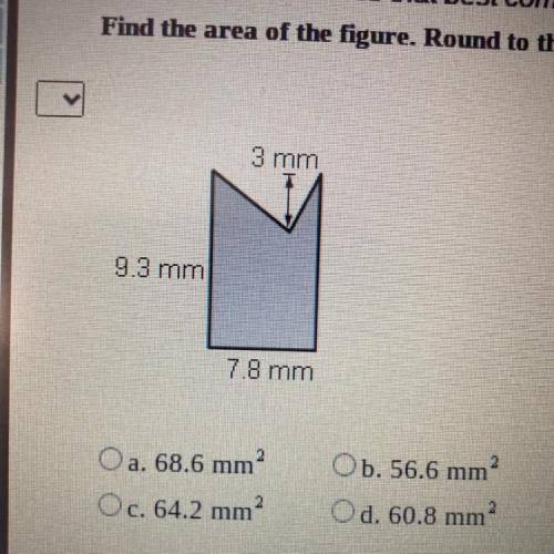 Find the area of the figure round to the nearest tenth