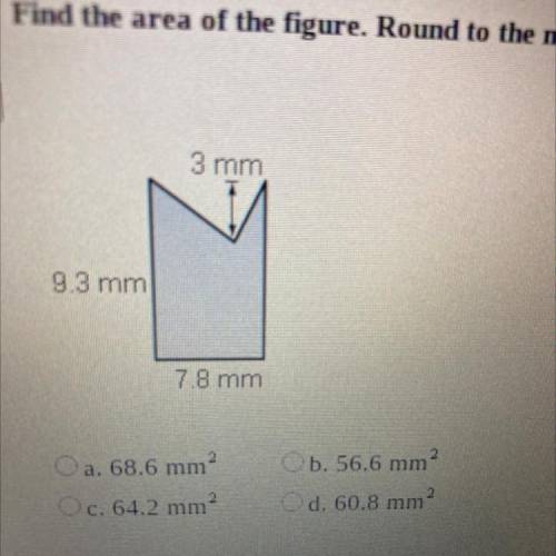 What is the area? Round to the nearest tenth