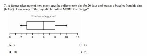 A farmer takes note of how many eggs he collects each day for 20 days and creates a boxplot from hi