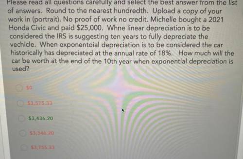 ( linear depreciation )Can someone help me this is really important and show your work please