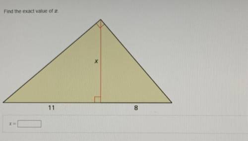 (image attached) Find the exact value of x