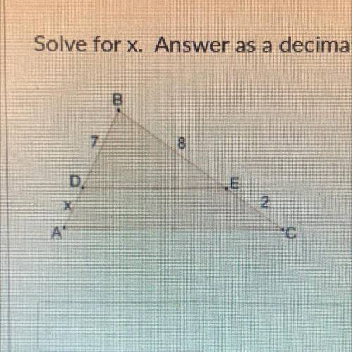 Solve for X answer as a decimal