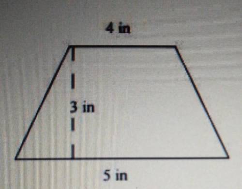 Find the area of the trapezoid shown below and choose the appropriate result.

A) 13 in? B) 13.5 i