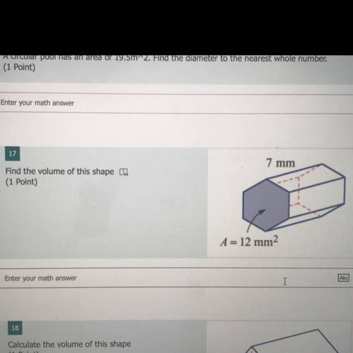 Find the volume of this shape
(17)
