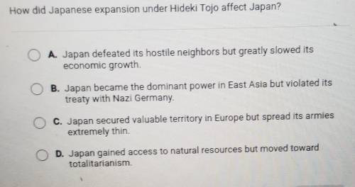 How did Japanese expansion under Hideki Tojo affect Japan?​