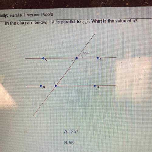 In the diagram below Line AB is parallel to line CD what is the value of x