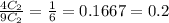 \frac{4C_2}{9C_2} = \frac{1}{6} = 0.1667 = 0.2