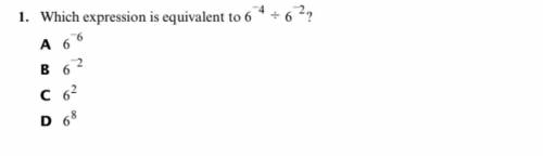 Which expression is equivalent to 6^-4 ÷ 6^-2?