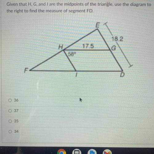 PLEASEEE HELP

Given that H, G, and I are the midpoints of the triangle