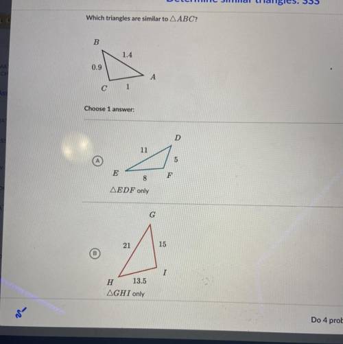If the triangles are similar, only a, only b, both, or neither
