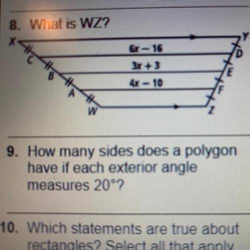 I need help with number 8 What is WZ?