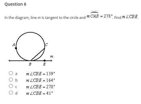 In the diagram, line m is tangent to the circle and