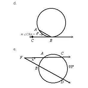 In the In each of the following diagrams, x= 27. Order the diagrams by angle AB from least to great