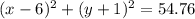 (x-6)^2+(y+1)^2=54.76