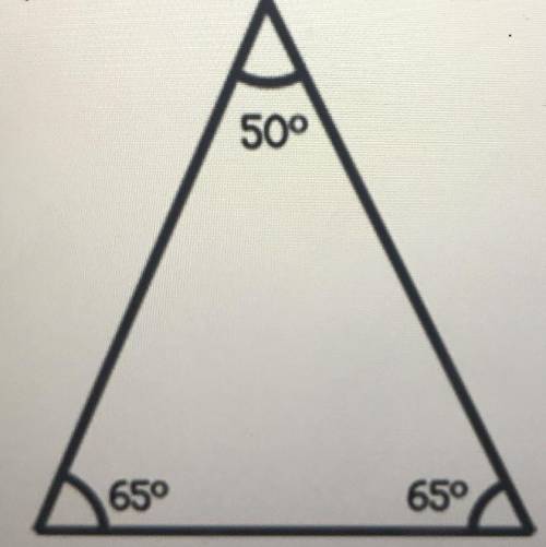 What type of triangle is shown? (3 points)

A. Obtuse triangle
B. Isosceles triangle
C. Right tria