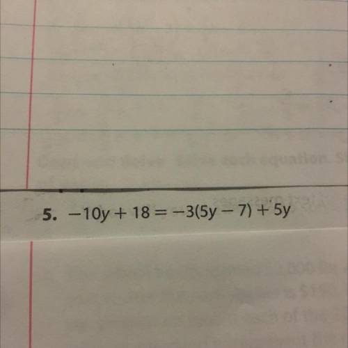 Solve for y -10y + 18 =-3 (5y-7) +5y