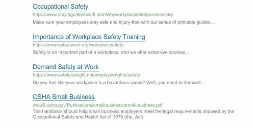 Brie is creating a training session on workplace safety. Which two sources appear to be credible so