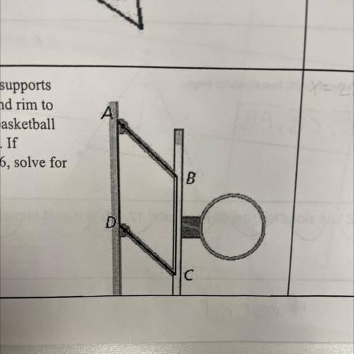 9. A parallelogram is formed by the supports

that attach a basketball backboard and rim to
the wa