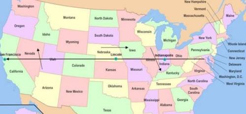 The map shows the flight path for someone traveling from Washington DC and passing above Indiana, N