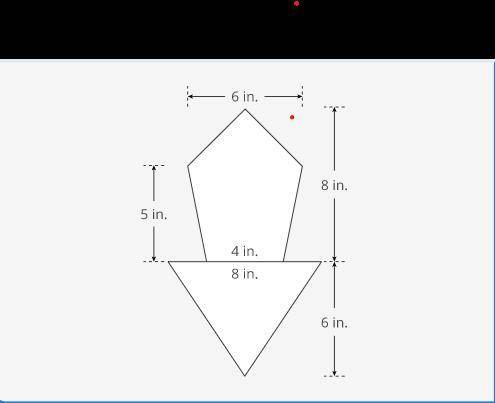 What is the area of the figure below?

A. 58 in^2
B. 63 in^2
C. 61 in^2
D. 53 in^2