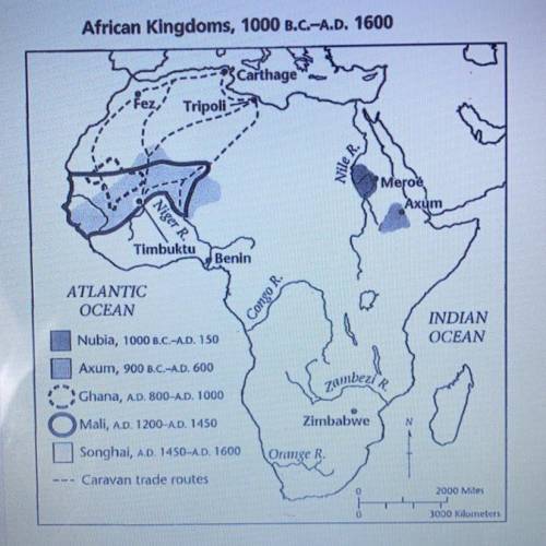 Which conclusion regarding African trade is supported by the information provided by the map?

*Pl