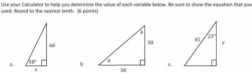 Determine the value of each variable below. Round to the nearest tenth.