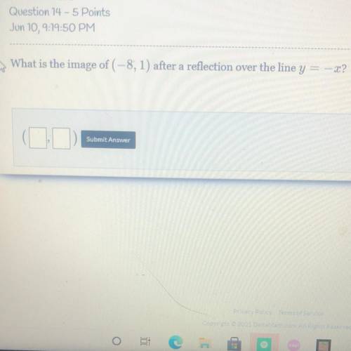 (please help this is a question to my final) What is the image of (-8, 1) after a reflection over t