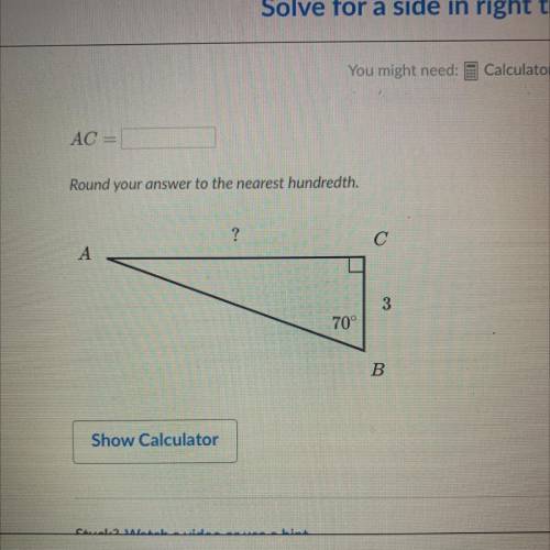 Hi! i need help with this math problem! it’s for right triangles please help me