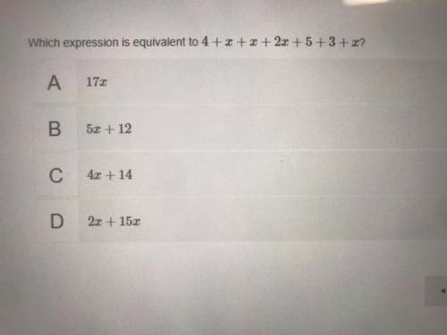 Which expression is equivalent to 4+x+x+2x+5+3+x?