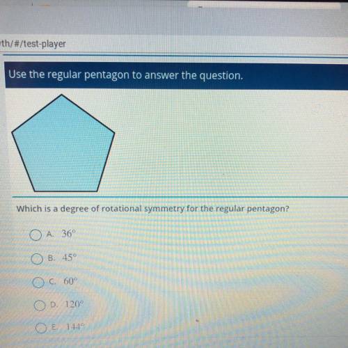 Which is a degree of rotational symmetry for the regular pentagon