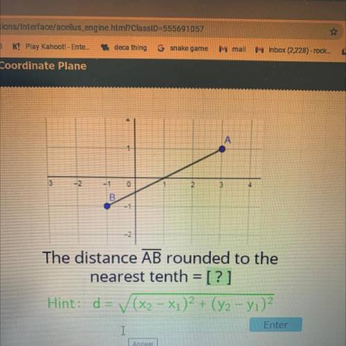 The distance AB rounded to the nearest tenth
