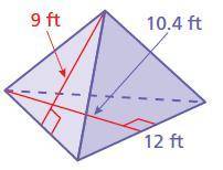 Find the surface area of the pyramid. The side lengths of the base are equal. The surface area is s
