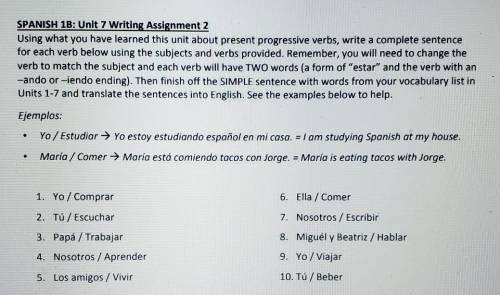 PLEASE HELP SPANISH

SPANISH 1B: Unit 7 Writing Assignment 2 Using what you have learned this unit