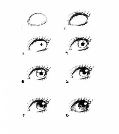 I’m looking for a step by step picture for drawing eyes, I’m looking for a anime/cartoonish eyes