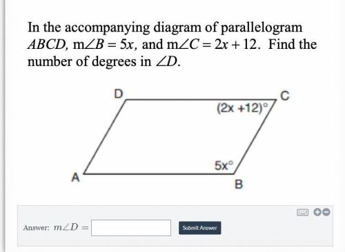 In the accompanying diagram of parallelogram ABCD, m