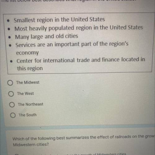 The list below best describes what region in the United States