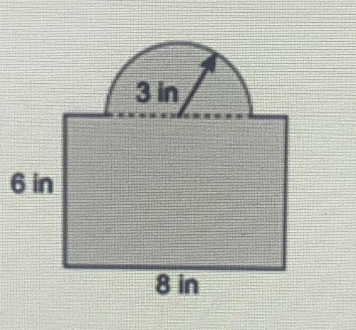 Find the area of the figure shown below. Use 3.14 for π. Use the formula π x r^2 to find the area o