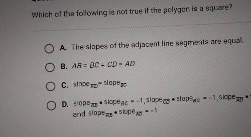 Which of the following is not true the polygon is a square​