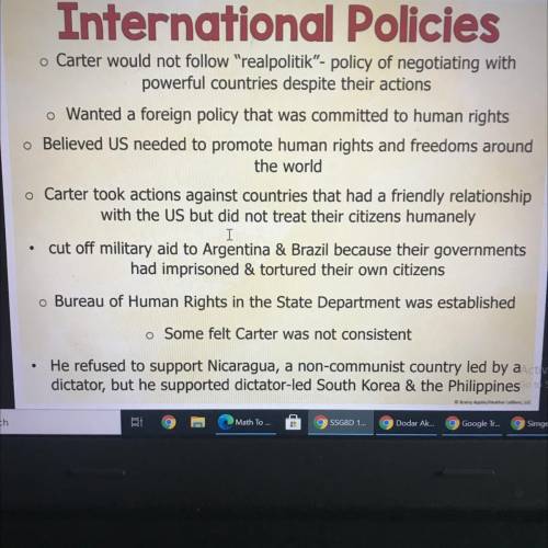 Jimmy Carter's foreign policy was not based on realpolitik, but rather, on human rights. Do you t