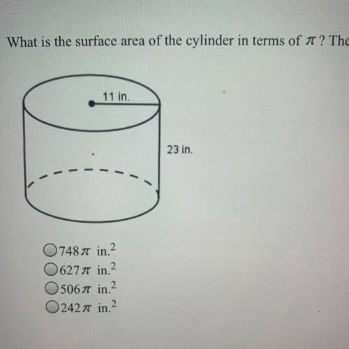 What is the surface area of the cylinder in terms of ? The diagram is not drawn to scale.